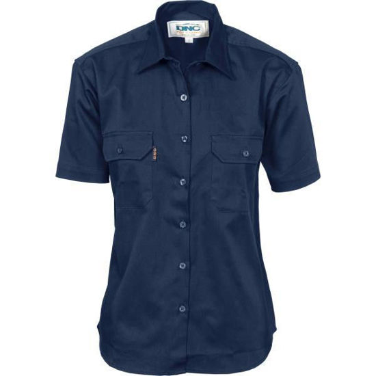 Picture of Dnc Ladies Cotton Drill Work Shirt, Short Sleeve 3231