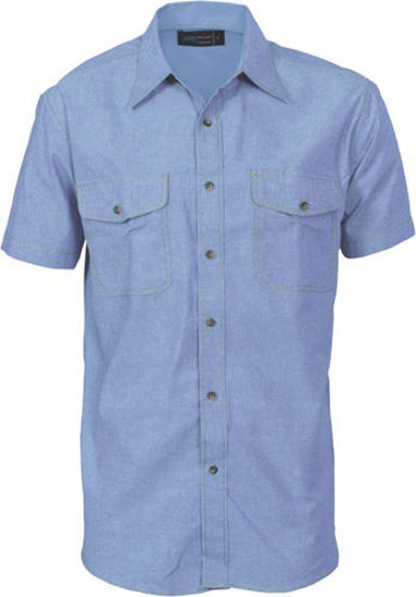 Picture of Dnc Flap Pocket Chambray Shirt Short Sleeve 4103