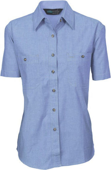 Picture of Dnc Ladies Cotton Chambray Shirt - Short Sleeve 4105