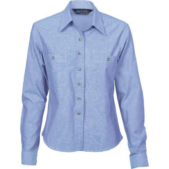 Picture of Dnc Ladies Cotton Chambray Shirt - Long Sleeve 4106
