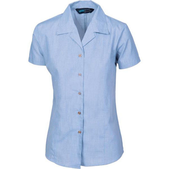 Picture of Dnc Ladies Revere Collar Mini(Check) Houndstooth Business Shirt, Short Sleeve 4255