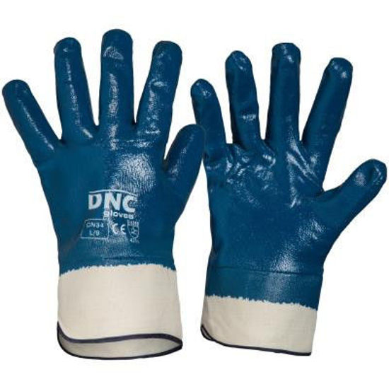 Picture of Dnc Blue Nitrile Full Dip With Canvas Cuff Glove gn34