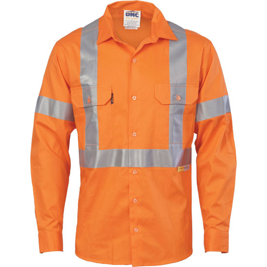 Picture of Dnc Hi-Vis Cool-Breeze Cotton Shirt With Cross Back 3M #8910 R.Tape - Long Sleeve 3946