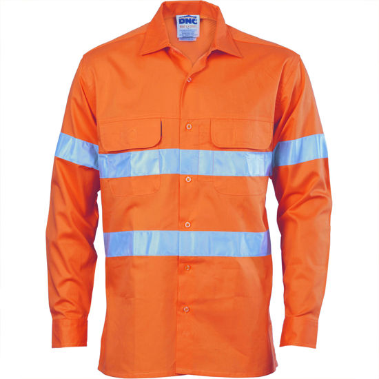 Picture of Dnc Hi-Vis 3 Way Cool Breeze Cotton Shirt With 3M #8910 R/Tape - Long Sleeve 3947
