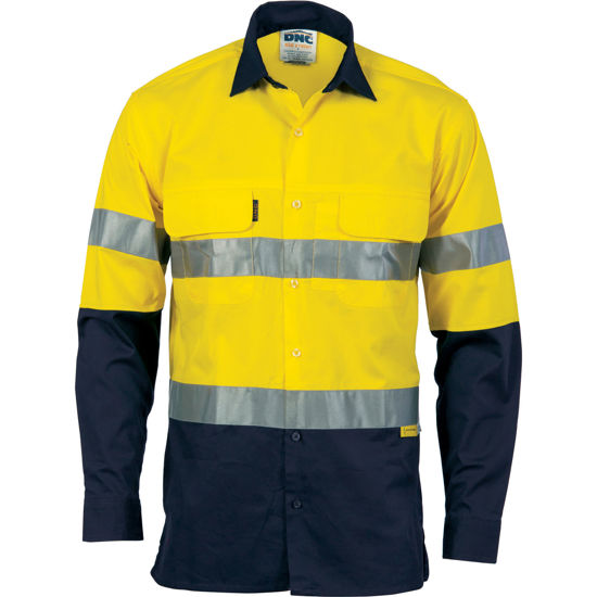 Picture of Dnc Hi-Vis 3 Way Cool-Breeze Cotton Shirt With 3M #8910 Reflective Tape - Long Sleeve 3948
