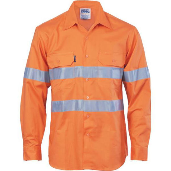 Picture of Dnc Hi-Vis Cool-Breeze Vertical Vented Cotton Shirt With 3M 8906 R/Tape - Long Sleeve 3985