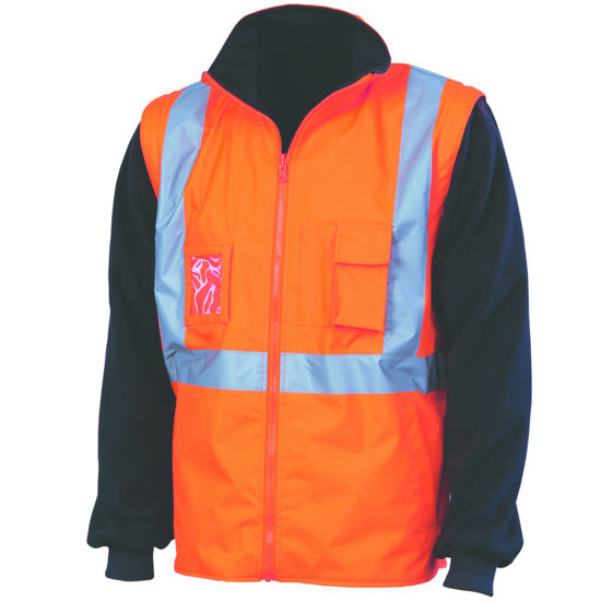 Picture of Dnc Hi-Vis "4 In 1" Zip Off Sleeve Reversible Vest, 'X' Back With Additional Tape On Back 3990