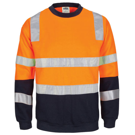 Picture of Dnc Hi-Vis 2 Tone, Crew-Neck Fleecy Sweat Shirt With Shoulders, Double Hoop Body And Arms Csr R/Tape 3723
