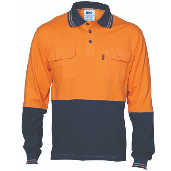 Picture of Dnc Hi-Vis Cool-Breeze 2 Tone Cotton Polo With Twin Pocket, Long Sleeve 3944