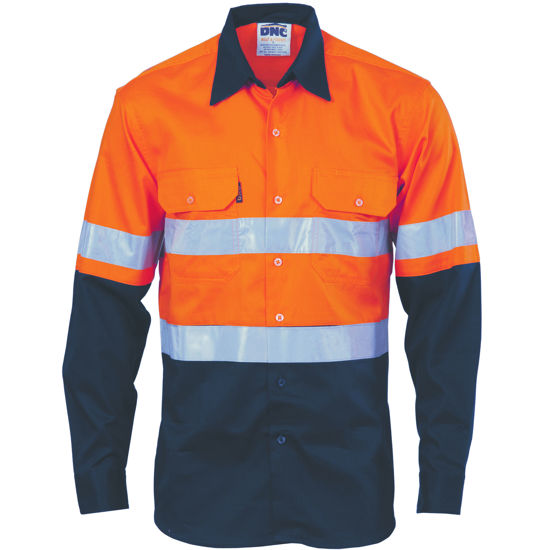 Picture of Dnc Hi-Vis Cool-Breeze Vertical Vented Cotton Shirt With 3M 8906 R/Tape - Long Sleeve 3984