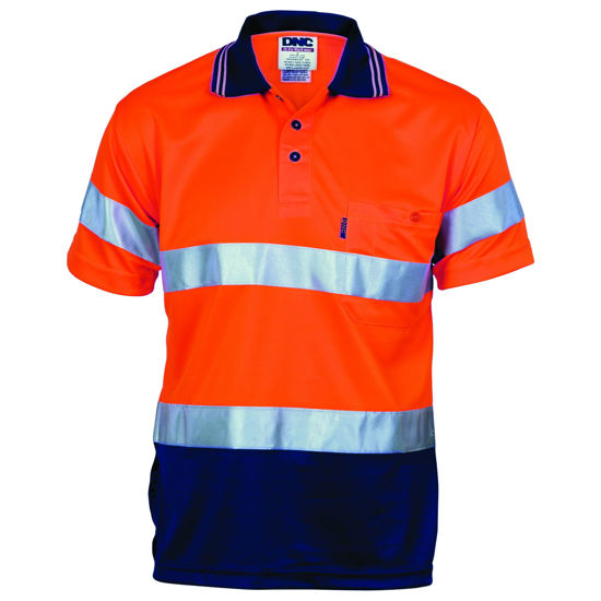 Picture of Dnc Hi-Vis D/D Cool Breathe Polo Shirt With Csr R/Tape - Short Sleeve 3715