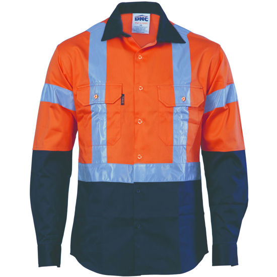 Picture of Dnc Hi-Vis D/N 2 Tone Drill Shirt With H Pattern Reflective Tape, Long Sleeve 3983
