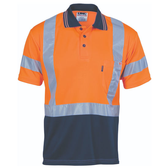 Picture of Dnc Hi-Vis D/N Cool Breathe Polo Shirt With Cross Back R/Tape - Short Sleeve 3912