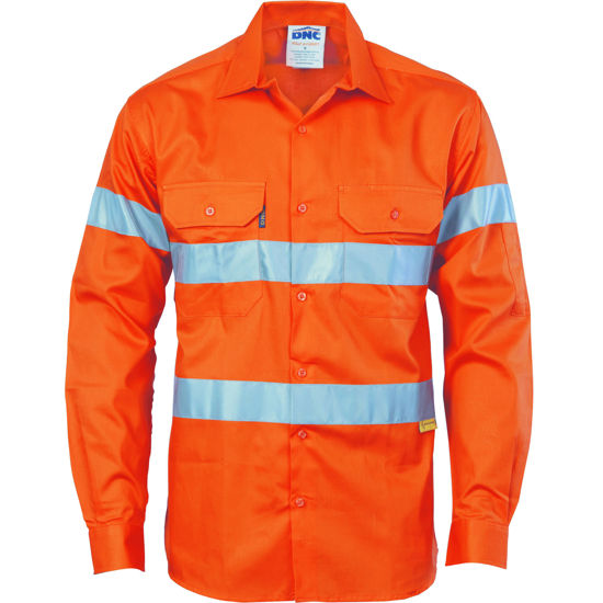 Picture of Dnc Hi-Vis Drill Shirt With 3M Reflective Tape, Long Sleeve 3835