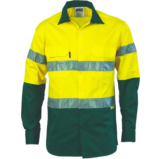 Picture of Dnc Hi-Vis Two Tone Cool-Breeze Cotton Shirt With 3M Reflective Tape, Long Sleeve 3886