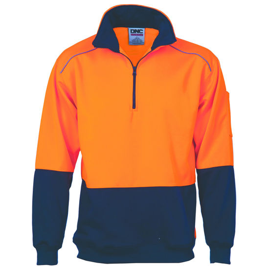 Picture of Dnc Hi-Vis Two Tone 1/2 Zip Reflective Piping Sweat Shirt 3928