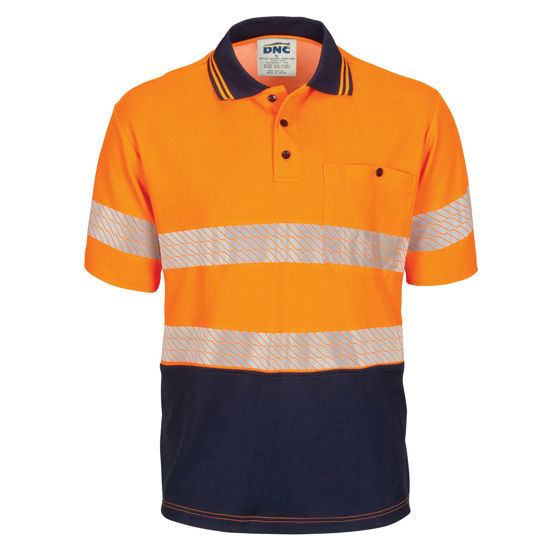 Picture of Dnc Hi-Vis Segment Taped Cotton Backed Polo - Short Sleeve 3517