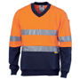 Picture of Dnc Hi-Vis Two Tone Cotton Fleecy Sweat Shirt, V-Neck With 3M Reflective Tape 3924
