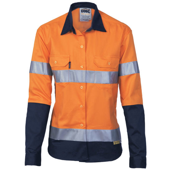 Picture of Dnc Ladies' Hi-Vis Two Tone Drill Shirt With 3M Reflective Tape, Long Sleeve 3936