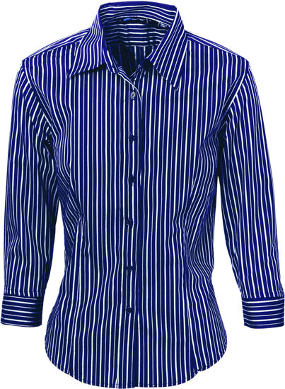 Picture of Dnc Ladies Stretch Yarn Dyed Contrast Stripe Shirt, 3/4 Sleeve 4234
